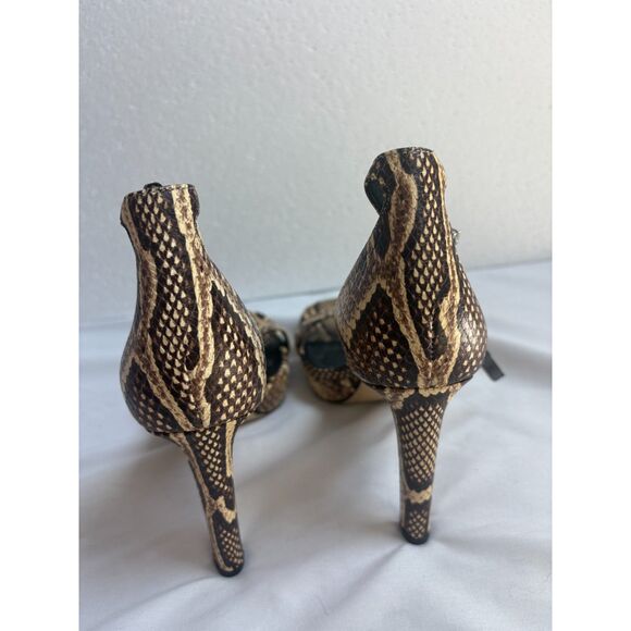 Michael Kors New Margot Python Embossed Leather Sandal Heels Natural Size 7M - Picture 5 of 8
